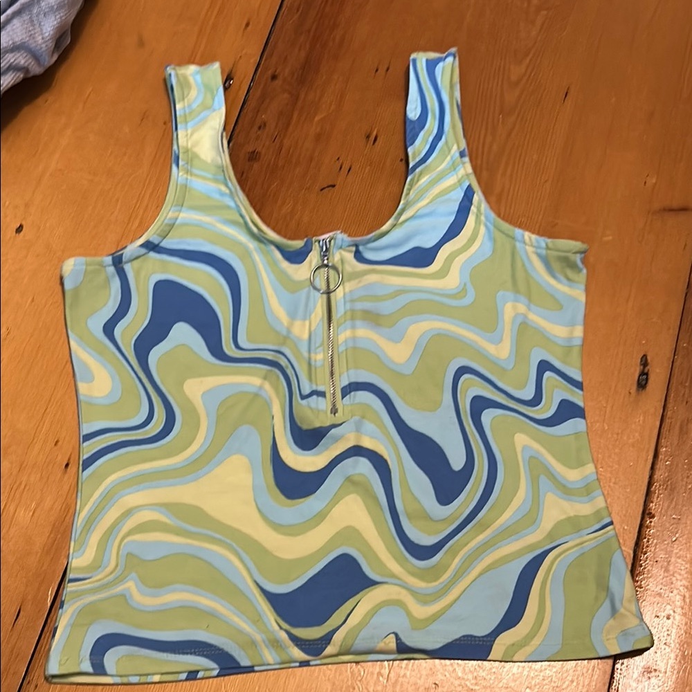 Rue21 Green Fitted Tie Front Tank Top